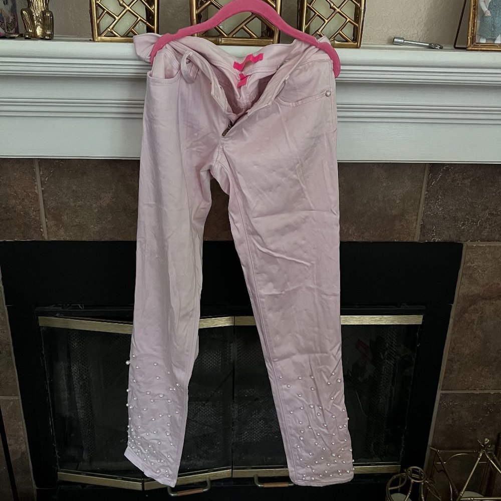 00 Lilly Pulitzer Blush Jeans with Pearl Detail